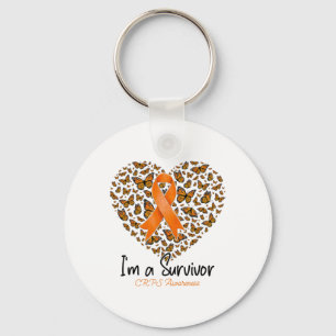 Orange Butterfly Heart I'm A Survivor Crps Awarene Keychain