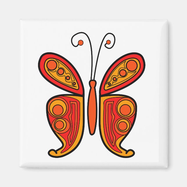 Orange butterfly illustration magnet (Front)