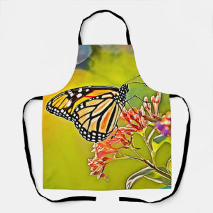 Orange Butterfly on Pink Blossom Design Apron