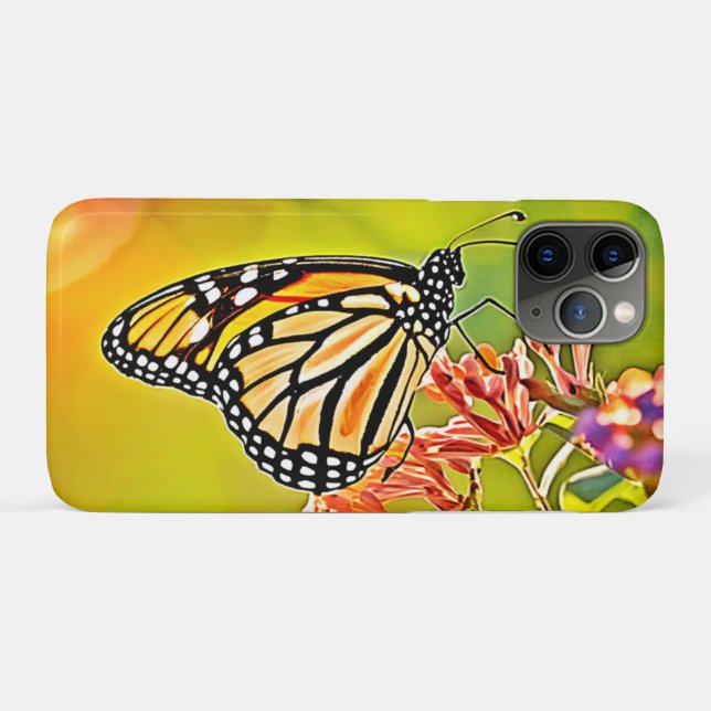Orange Butterfly on Pink Blossom Design Case-Mate iPhone Case (Back (Horizontal))