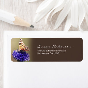 Orange Butterfly Purple Flower Return Address