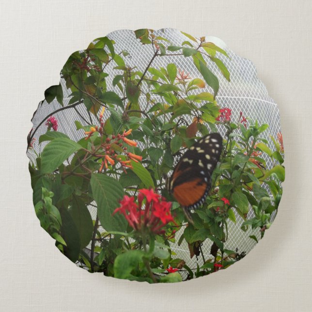 ORANGE BUTTERFLY ROUND PILLOW (Front)