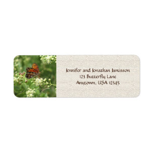 Orange Butterfly, Rustic Burlap Adresse de retour