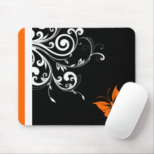 Orange Butterfly Swirls Mouse Pad