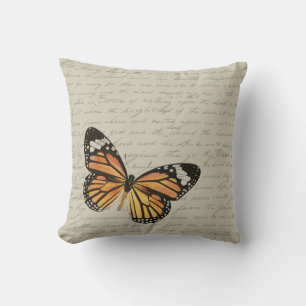 Orange Butterfly Throw Pillow