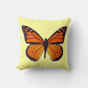 Orange Butterfly Throw Pillow