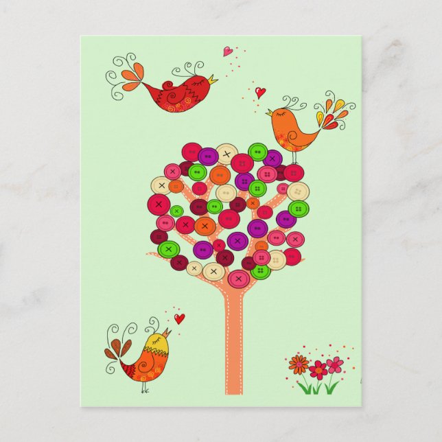 Orange Button Tree Postcard (Front)