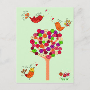 Orange Button Tree Postcard