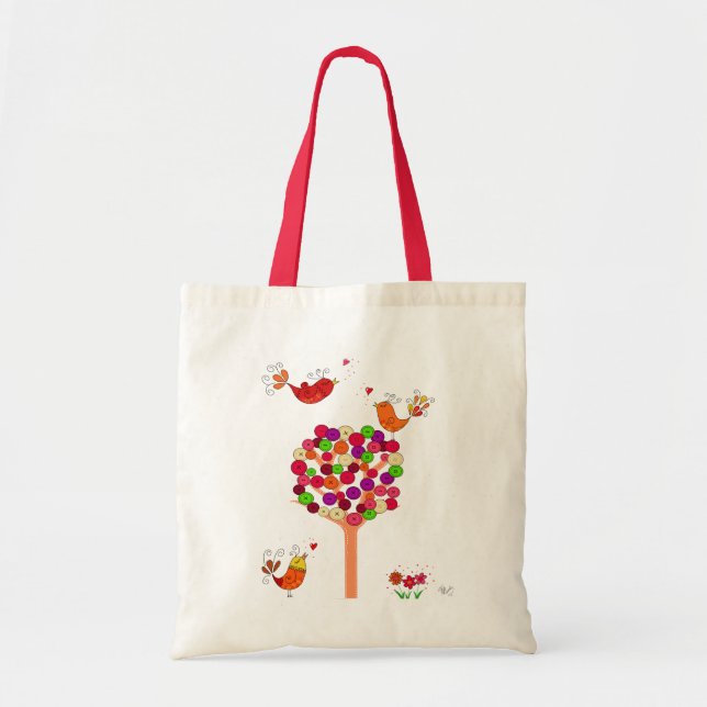Orange Button Tree Tote Bag (Front)