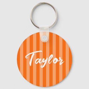 Orange Cabana Stripe Keychain
