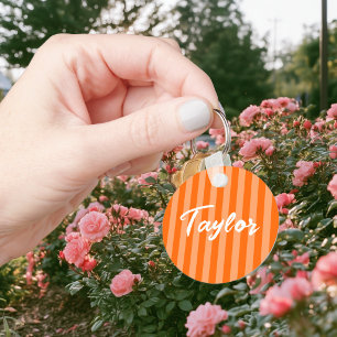 Orange Cabana Stripe Keychain