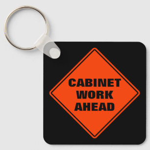 Orange cabinet work ahead personalized road sign  keychain