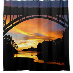 Orange California Coastal Sunset Under Bridge