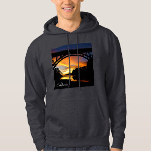 Orange California Coastal Sunset Under Bridge Hoodie