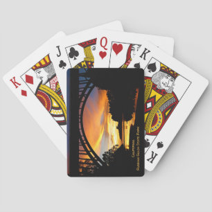 Orange California Coastal Sunset Under Bridge Playing Cards