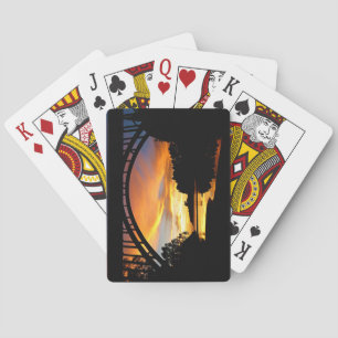 Orange California Coastal Sunset Under Bridge Playing Cards