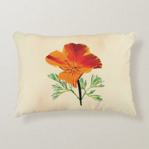 Orange California Poppy Accent Pillow
