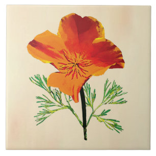 Orange California Poppy Tile