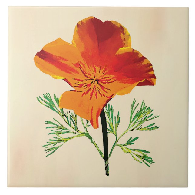 Orange California Poppy Tile (Front)