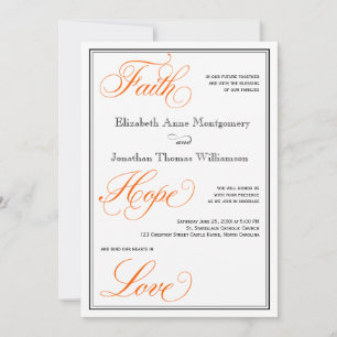 Orange Calligraphy Script Fall Wedding Invitation