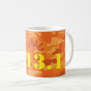Orange Camo 13.1 Half Marathon Running Colourful Coffee Mug