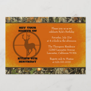 Orange - Camo Birthday Boy Invitations