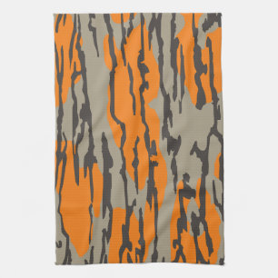 Orange Camo Bottomland Camo Pattern Kitchen Towel