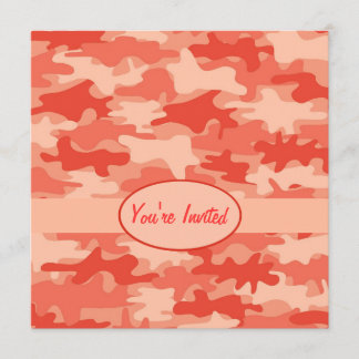 Orange Camo Camouflage Party Event Square Invitation