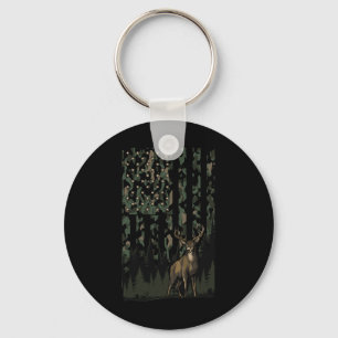 Orange Camo Deer American Flag Hunting Gifts Men D Keychain