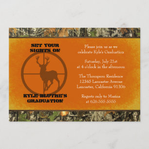 Orange - Camo Graduation Invitations