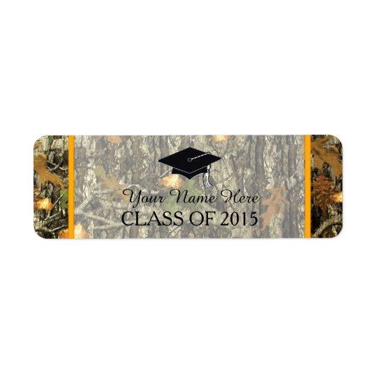 Orange & Camo Graduation Label Return Address Label