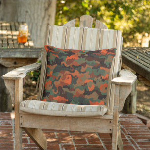 orange camo outdoor pillow
