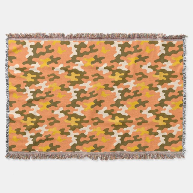 Orange Camo Throw Blanket (Front)