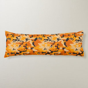 Orange Camouflage, Military, Army Body Pillow