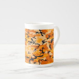 Orange Camouflage, Military, Army Bone China Mug