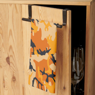 Orange Camouflage, Military, Army Kitchen Towel