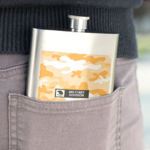 Orange Camouflage Pattern Military Hip Flask
