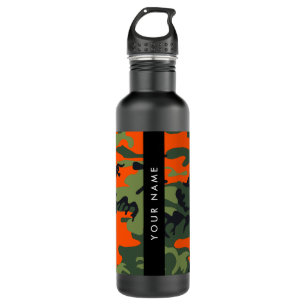 Orange Camouflage Pattern, Your name, Personalize 710 Ml Water Bottle