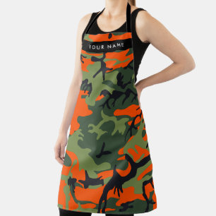 Orange Camouflage Pattern, Your name, Personalize Apron