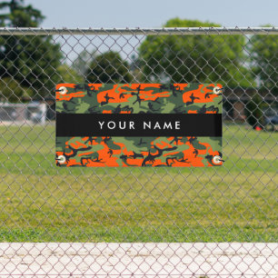 Orange Camouflage Pattern, Your name, Personalize Banner