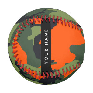 Orange Camouflage Pattern, Your name, Personalize Baseball