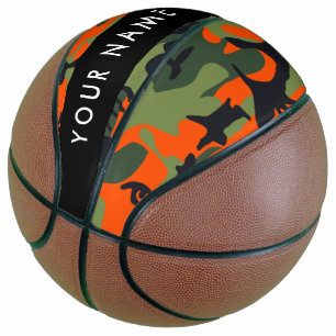 Orange Camouflage Pattern, Your name, Personalize Basketball