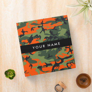 Orange Camouflage Pattern, Your name, Personalize Binder