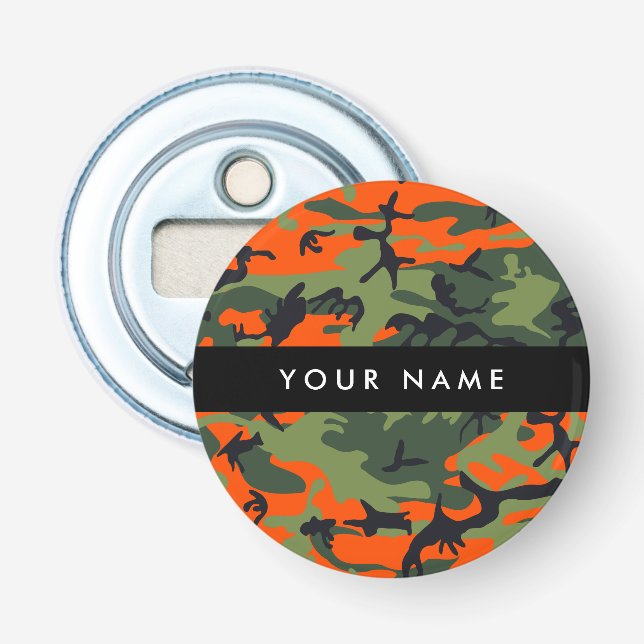 Orange Camouflage Pattern, Your name, Personalize Bottle Opener (Front)