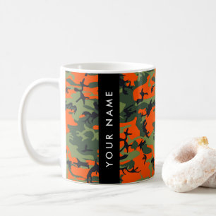 Orange Camouflage Pattern, Your name, Personalize Coffee Mug