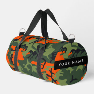 Orange Camouflage Pattern, Your name, Personalize Duffle Bag