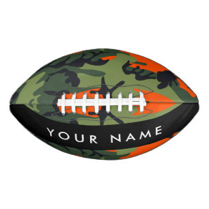 Orange Camouflage Pattern, Your name, Personalize Football