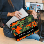 Orange Camouflage Pattern, Your name, Personalize Laptop Sleeve<br><div class="desc">Elegant,  stylish and sophisticated camouflage pattern in orange and green colour. Modern and trendy gift,  perfect for the military lover in your life. Personalize by adding your name,  nickname,  monogram or initials.</div>