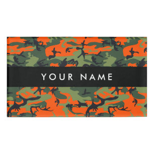 Orange Camouflage Pattern, Your name, Personalize Name Tag