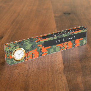 Orange Camouflage Pattern, Your name, Personalize Nameplate
